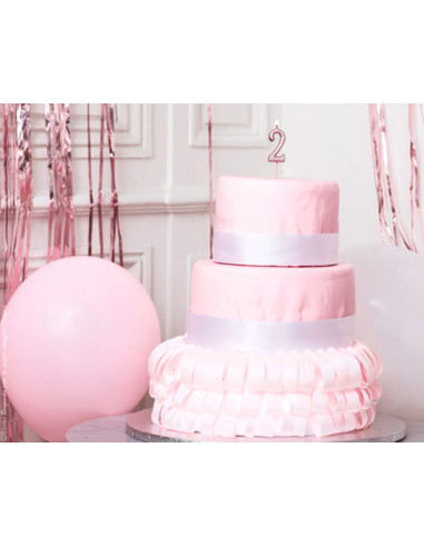 Bougie Chiffre Rose Champagne N° 2 - Anniversaire Fille - 1.55€