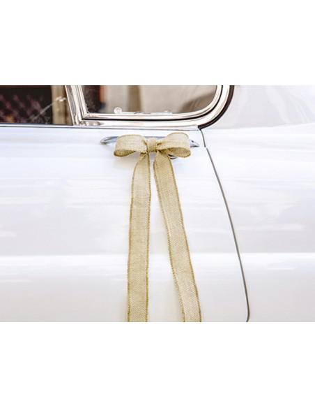 Kit voiture de mariage marron : nœuds de jute et couronne ❤️