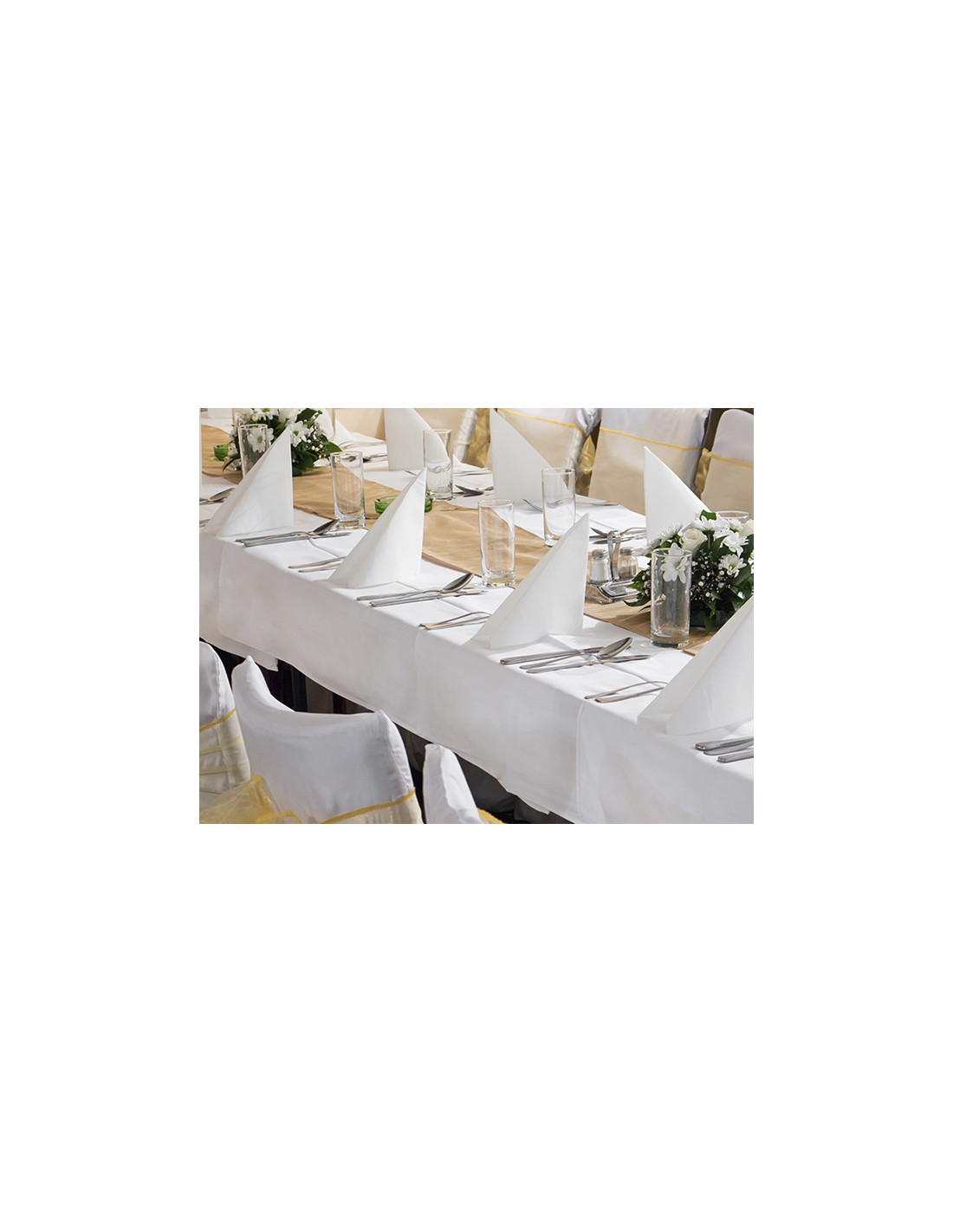 Nappe Tissu Blanche Banquet 1.80x3m - Polyester - Lavable - Détachable