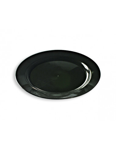 Assiette Jetable Noire - Plastique Rigide - Paquet de 12 assiettes