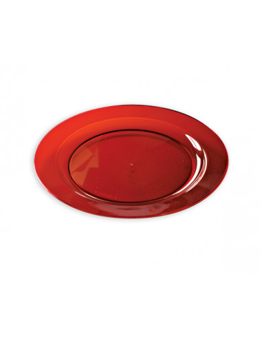 Assiette Plastique Ronde Cristal Rouge 24cm