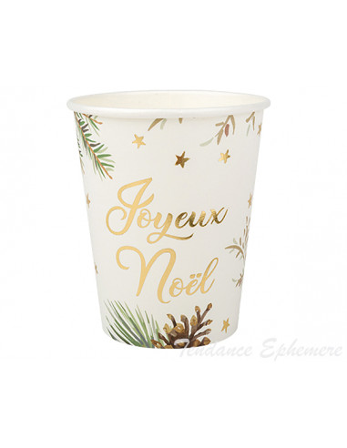 Gobelet Carton Joyeux Noel Boisé - Paquet de 10 - 2.60€