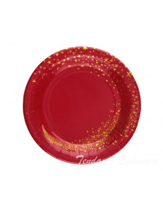 Gobelet en papier Noël chic - Rouge/Or - Lot de 10 : Vaisselle