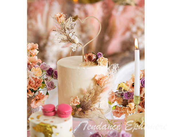 Cake Topper ‚Coeur' personnalisé - bois - The-Weddingshop
