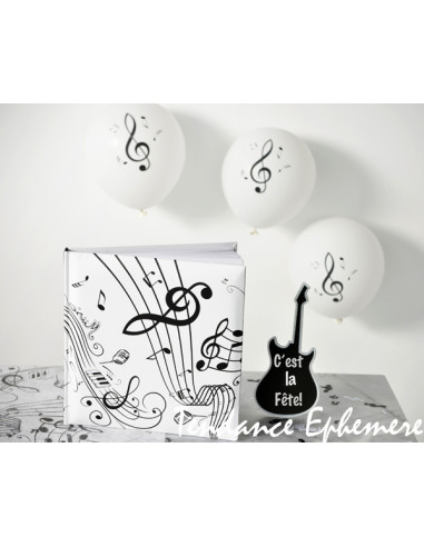 Ballon Musique 28cm Blanc Et Noir Anniversaire Theme Musique